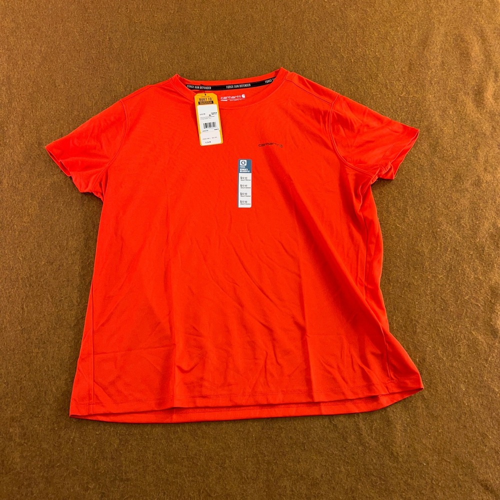 Carhartt Womens L Orange Force Sun Defender Relaxed Fit Short-Sleeve T-Shirt NWT